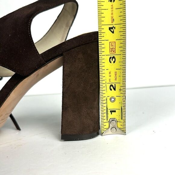 Bettye Muller Brown Suede High Heels Sandals Lace Up with Fringes Italy 40 US 10 - Picture 15 of 15
